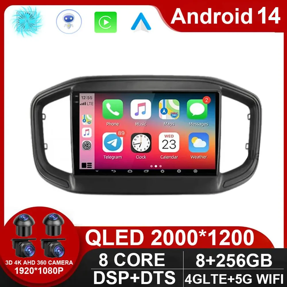 Android 14 Auto Carplay For Fiat Strada 2020 2021 2022 Car Radio Multimedia Video Player GPS Navigation Stereo WIFI NO DVD