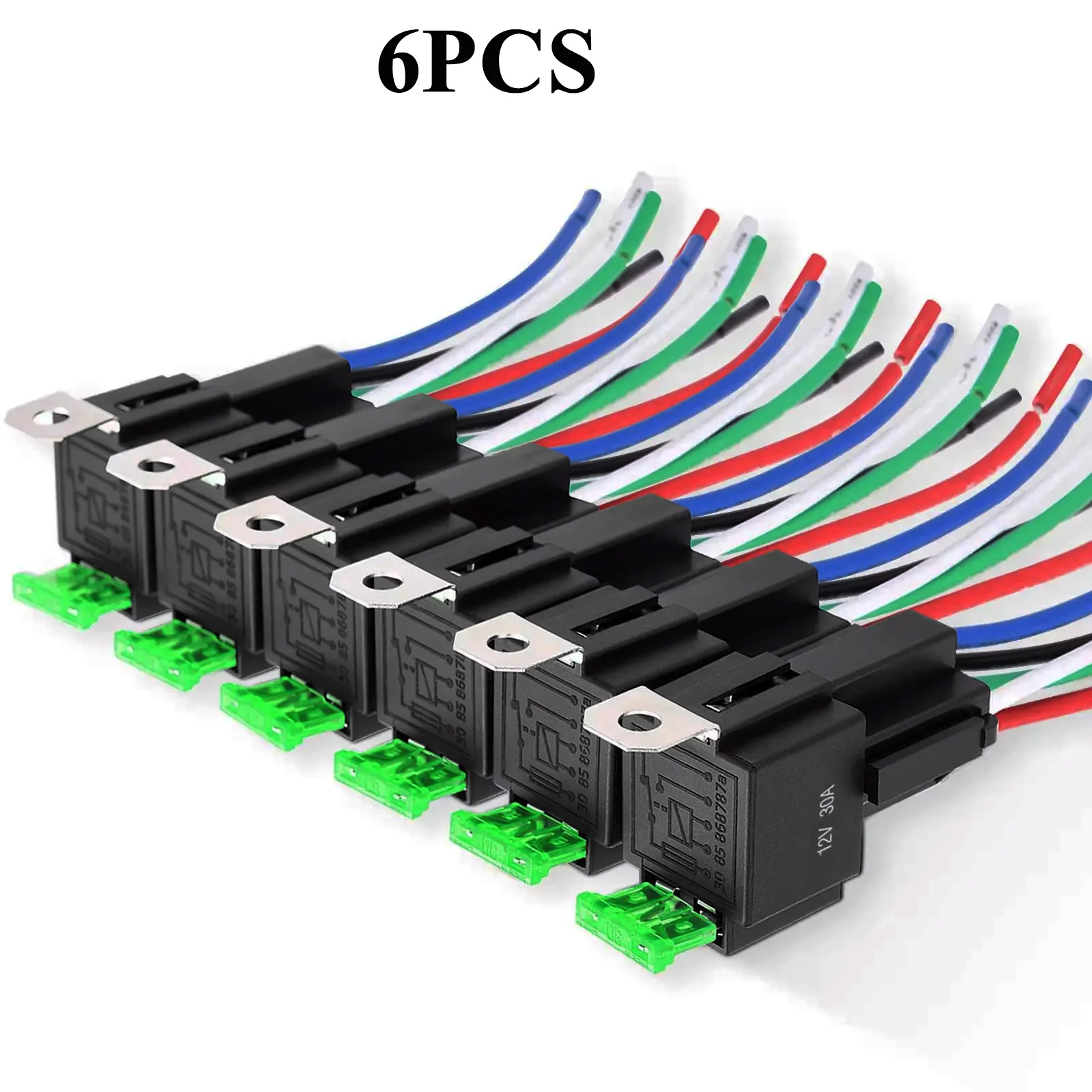 12V 6PCS DC 5-Pin Plug Socket Male to Female Wire Connector LED Strips Lamp Quick Driver Connectors Wires Car Fuse Relay 14AWG