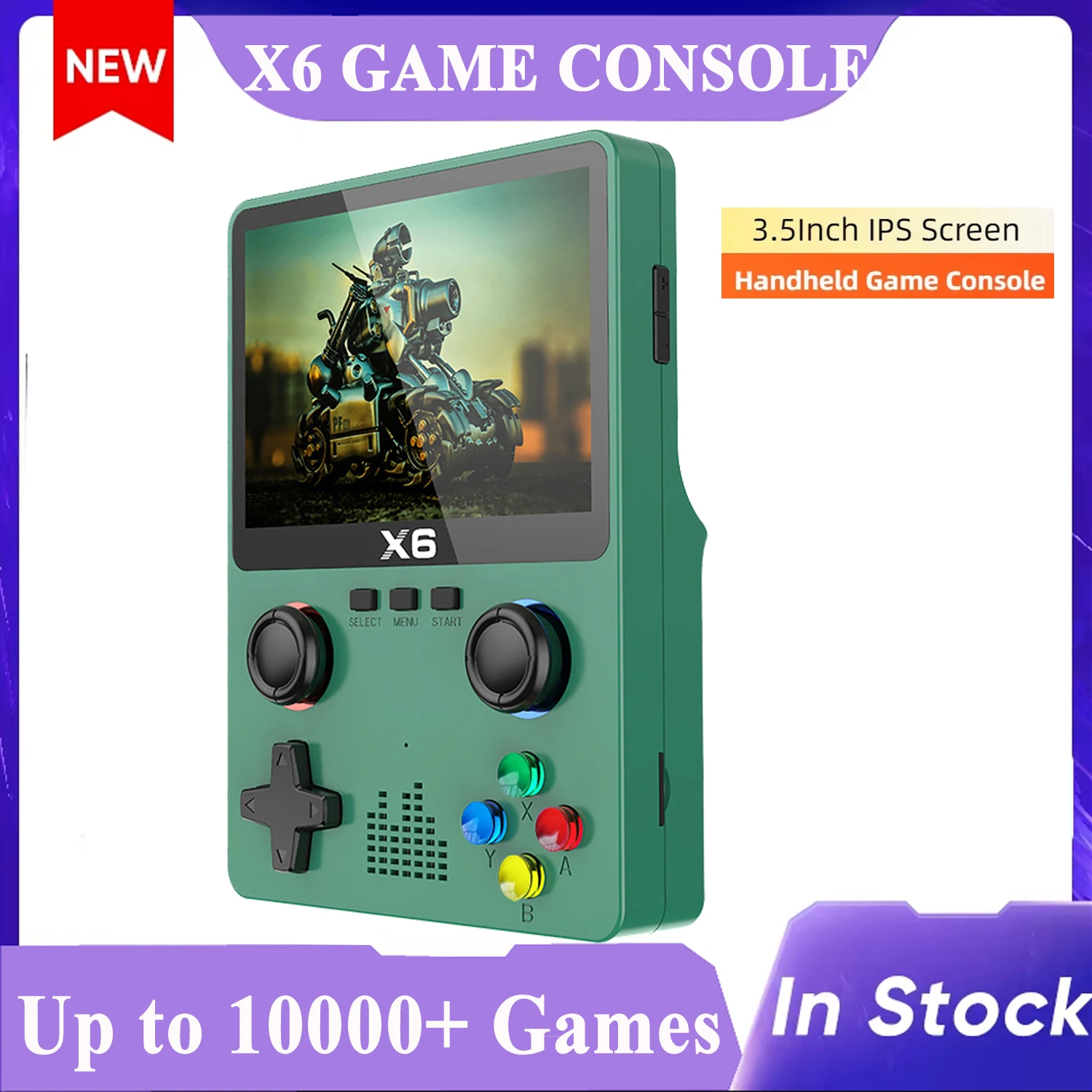 X6 Game Console 3.5 Inch IPS Screen Handheld Game Players Dual Joystick 10000+ Game Retro Devices Portable Game Consoles Player