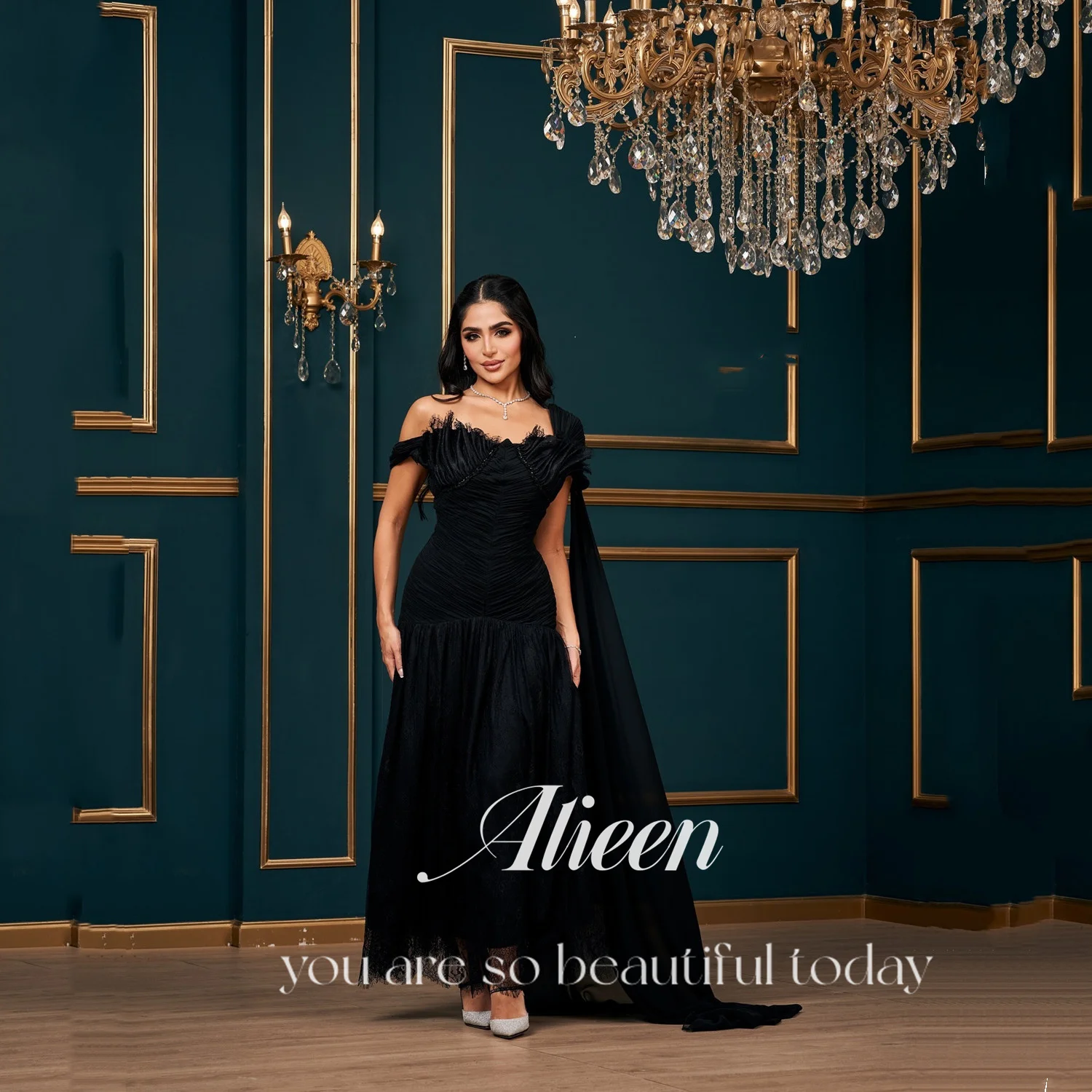 

Aileen فساتين سهرة Luxurious Women's Evening Dresses 2025 Luxury Black Vestidos De Festa Mermaid Customized Off-shoulder Dress