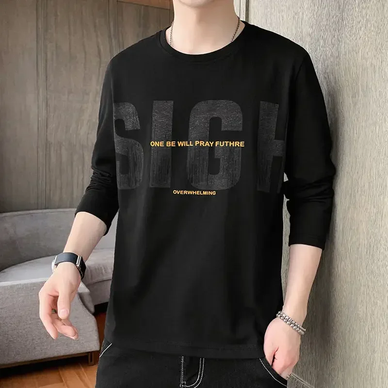 Men's Clothing Round Neck Top Casual T Shirt For Man Printed Luxury Green Quotes Elasticity Xxl Social With Korean Style Tee Xl