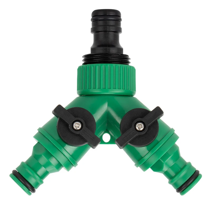 Garden Water Splitter Y Shape Three Way Water Pipe Valve with Switch Hose Quick Connector for Faucet Irrigation Flower Watering