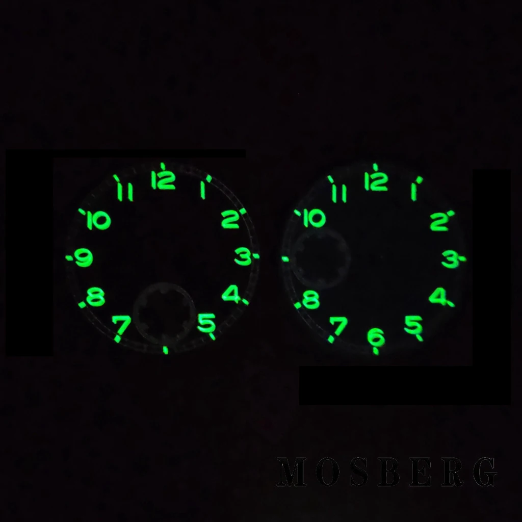 Циферблат часов 37 мм для ETA 6497 ETA 6498 ST3621, зеленый светящийся с окошком даты, циферблаты, автоматический механизм