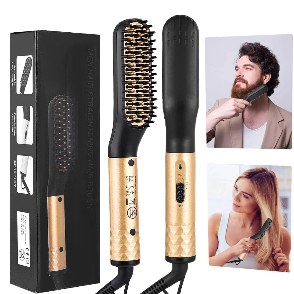 Negatieve Ionen Mannen Baard Stijltang Borstel Draadloze Stijltang Borstel USB Lading Haar Rechttrekken Kam Haar Stijl Gereedschap