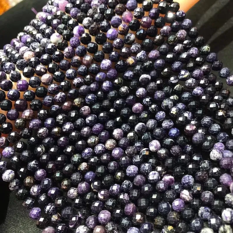 Sugilite black purple roundelle faceted 5-6mm  38cm  for DIY jewelry making  loose beads  FPPJ wholesale nature gemstone