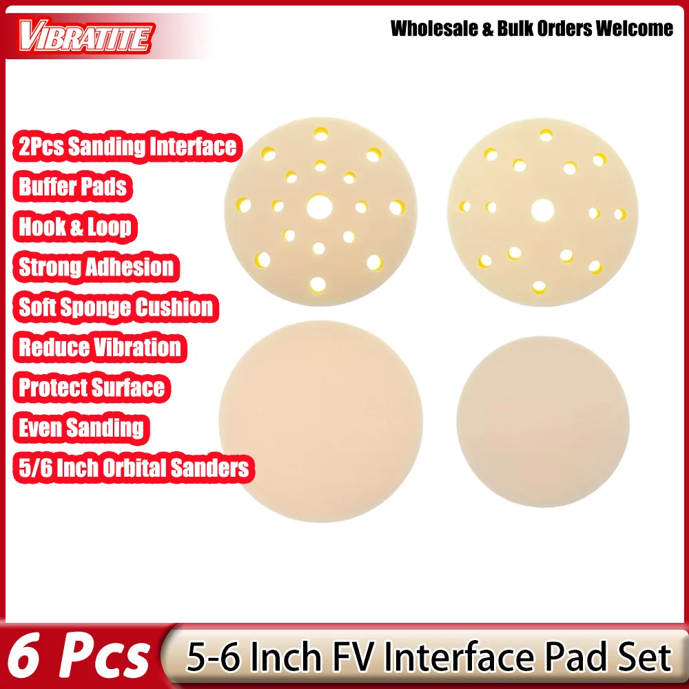 Premium 2 Pcs 5 - 6 Inch Fv Sandpaper Interface Buffer Pad with Strong Adhesion Durable Build for Polishing Matal Wood