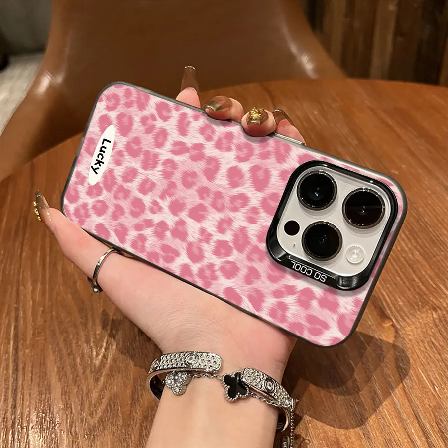 핑크 레오파드 프린트 행운의 아이폰 케이스 (아이폰 17부터 11 프로 맥스 플러스까지)