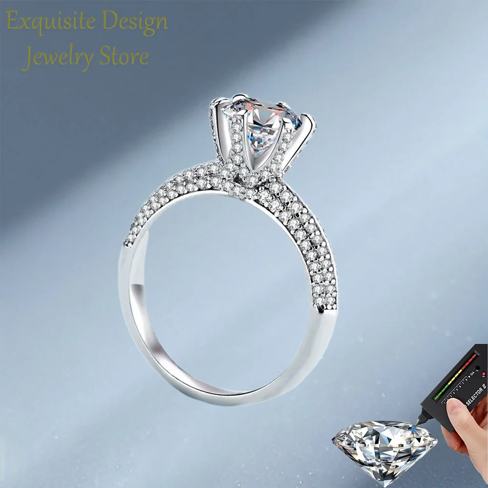 

Exquisite Design PT950 Platinum 1/2Carat Moissanite Rings, Six-pronged Ring Best Anniversary Gift for Women Lover Jewelry