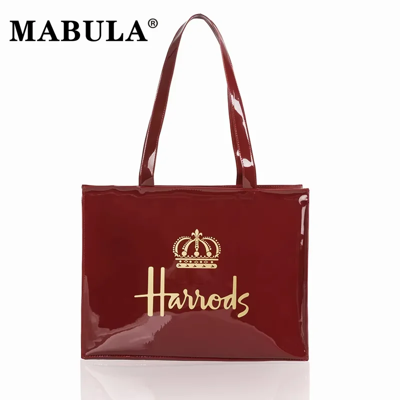 

Simple Stylish Brand PVC Shoulder Shopping Bag Waterproof Jelly Square Handbag For Women Eco Friendly Solid Color Letter Print