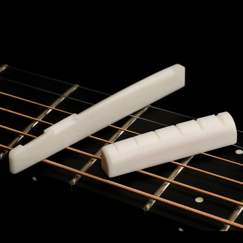 Wosion Bovine bone bleached Acoustic guitar and Classical guitar nut slotted, upper and lower nuts slotted in various sizes,