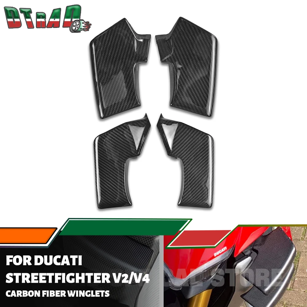New For DUCATI Streetfighter V4 V4S SP V2 2020-2024 Carbon Fiber Upper Lower Winglets Fixed Wings Side Panels Air Deflector Kits