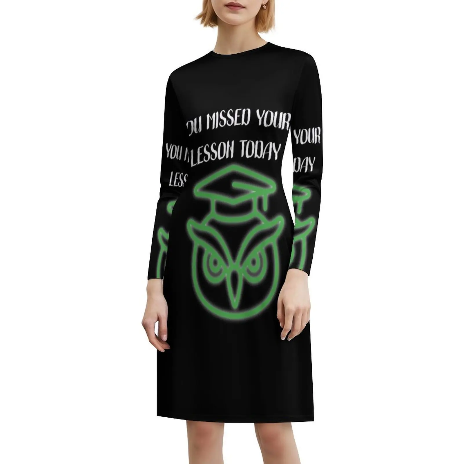 لقد فقدت الدرس الخاص بك اليوم فستان بفتحة عنق على شكل قلب فستان صيفي أنيق للحفلات للنساء Duolingo Owl Duolingo Spanish