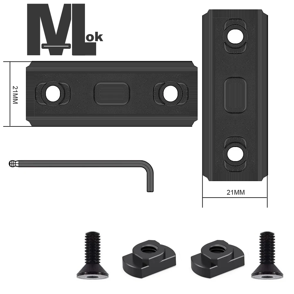 Single Keymod Picatinny Rails Set 5 Slot with 4 T-Nuts & 4 Screws, 2 Allen Wrench - Black - 2Pcs