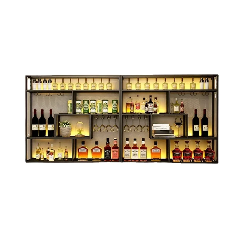 

Inverted Wall Mounted Wine Rack Display, Liquor Storage Holder, Bar Cabinet, Metal, Modern, Unique Home Furniture, 110x110cm