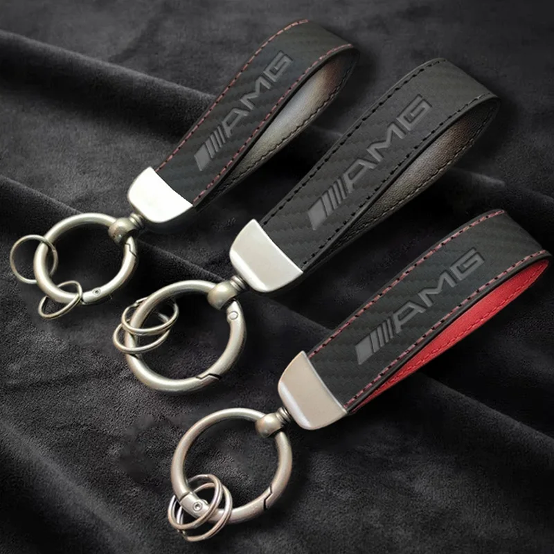 

Carbon Fiber Car Keychain Anti-Lost Key Ring Pendant Lanyard for Mercedes Benz AMG W177 W176 X166 X167 C257 C218 X253 C118 C117