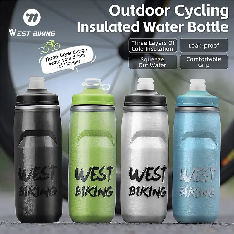 

WEST BIKING Cycling Water Bottle Three Layers of Insulation Water Kettle Outdoor Sports Bicycle Motorcycle Water Cup Accessories