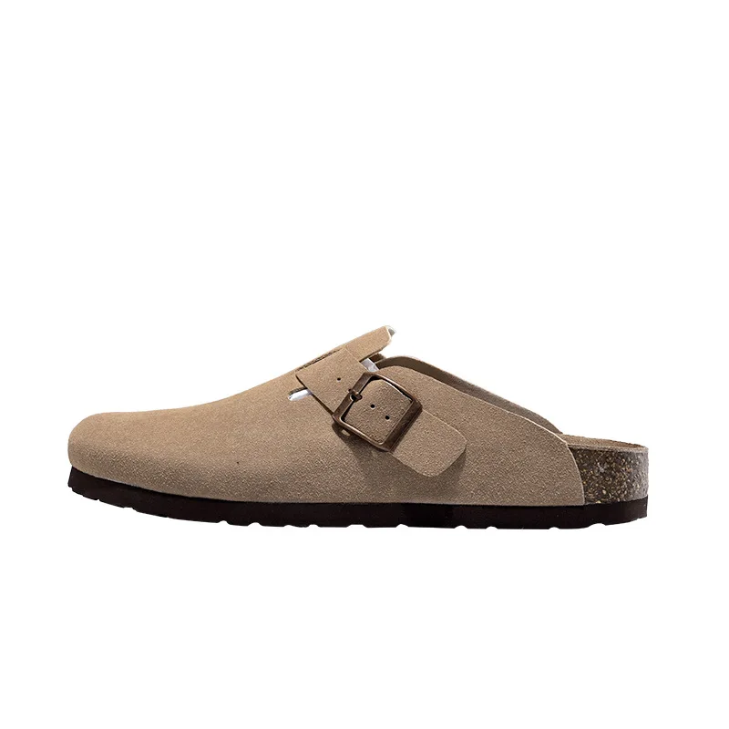 

Comwarm Fashion Women's Suede Mules Slippers Men Clogs Cork Insole Sandals with Arch Support Outdoor Beach Slides Home Shoes