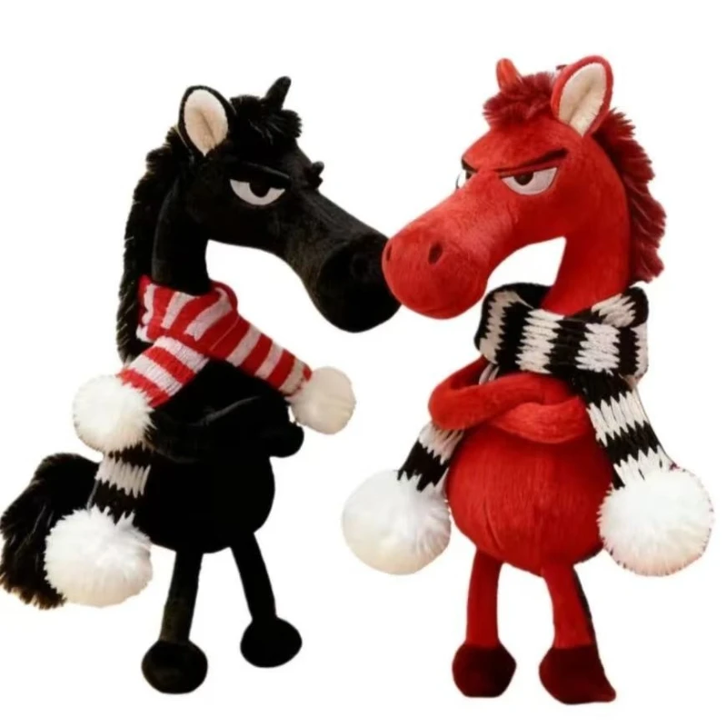 Black Horse Keychain Plush Toy Backpack Pendant Decoration Year of The Horse Plush Toy New Year's Gifts for Boys and Girls 1pcs