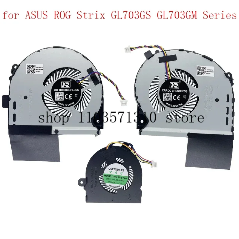 

Replacement Laptop CPU+GPU+Small Cooling Fan for ASUS ROG Strix GL703GS GL703GM Series FK0A + FK08 + FK09 DC12V Fan
