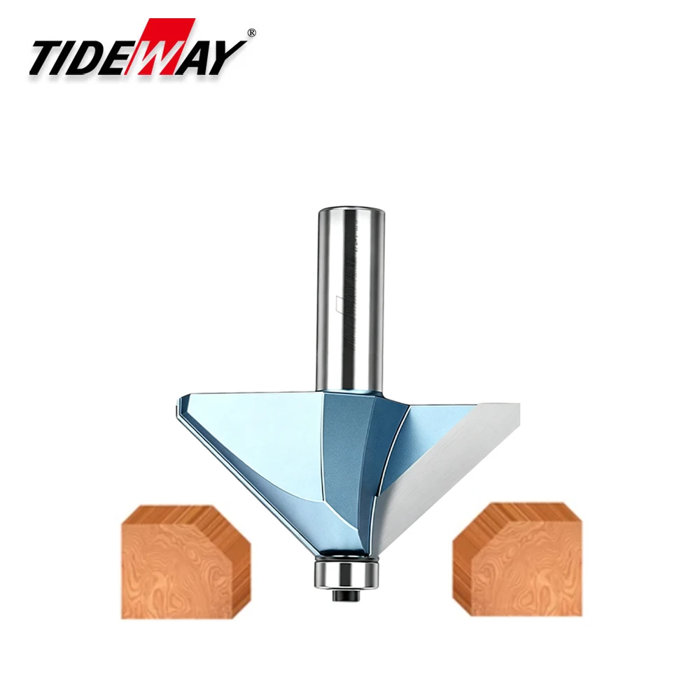 Tideway 45° Chamfer Router Bit Industrial Grade Bevel Edge Chamfering Cutter With Ball Bearing For Wood MDF Plywood