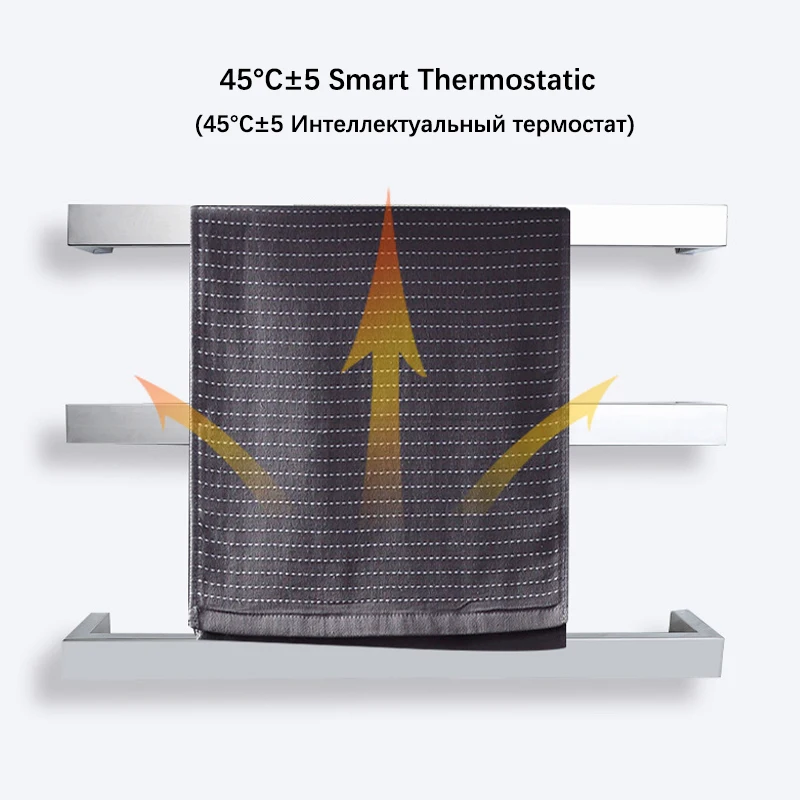 Imagem -03 - Inteligente de Radiador Toalha Elétrica Secador de Cabo Escondido Trilho Termostático Toalha de Banho Radiador Toalha Aquecedor Preto Cromo Aço Inoxidável