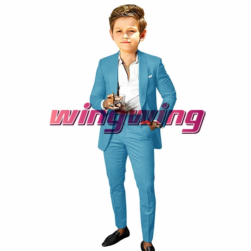 Brown Boys Suit Jacket Pants Set of 2 Fashion Wedding Tuxedo Shawl Collar Blazer for Kids 2-16 Year Clothes