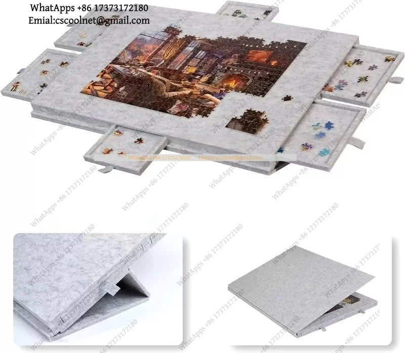 Folding Felt Puzzle Board Portable Storage Table 2000 Pieces Sorting Mat Drawer Type Organizer Tray Universal Jigsaw Accessories