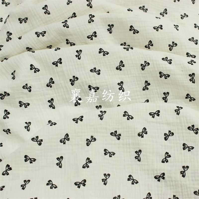 100x135cm Double Layer Cotton Gauze Crepe Fabric for Make Pajamas Sleepwear Bow Printing Home Clothes DIY Sewing Cotton Fabrics