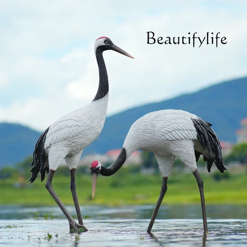 Outdoor Simulated Crane Sculpture Red-crowned Crane Model Garden Landscape Pool Garden Ornament Decoration