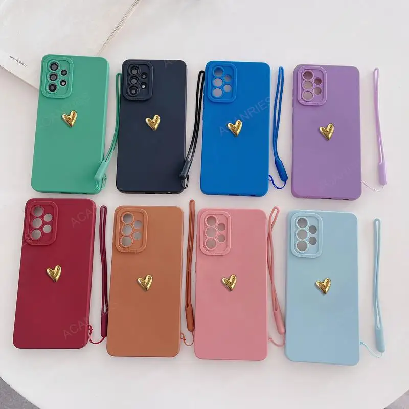 Dla Samsung Galaxy A70 A50 A30 A20 A10 A50s A30s A20s A10s 3D Gold Love Heart Silicone Soft Case Back Cover A 70 50 30 20 10 S