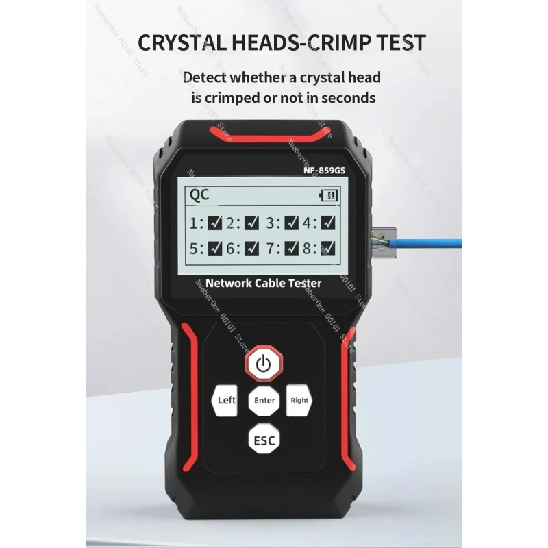 

Тестер Ethernet-кабелей NF-859GK/GT/GS, с функцией обжима одной головкой и проверки обрыва, с измерителем мощности и красным индикатором