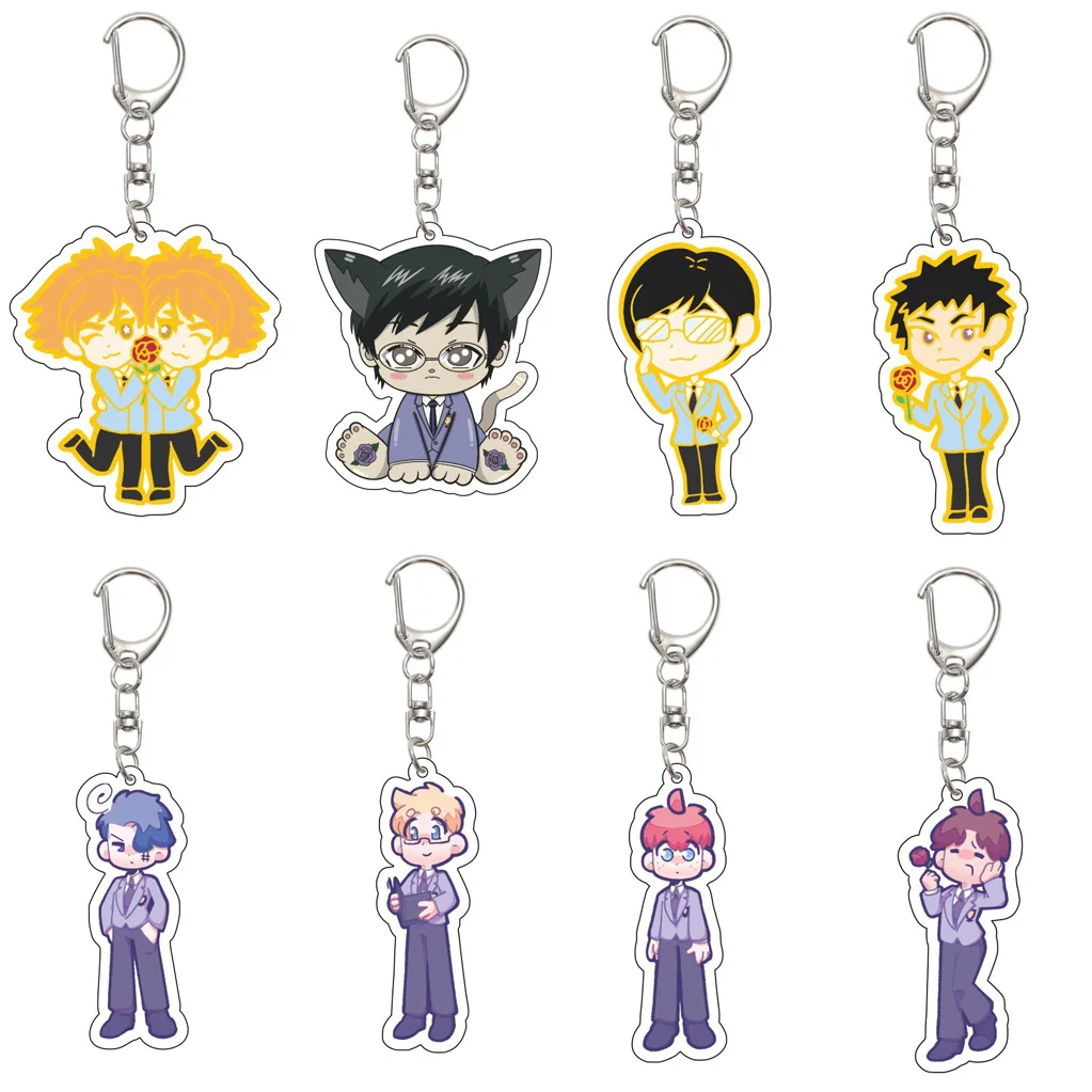 

55MM Anime Ouran High School Host Club Keychain Fujioka Haruhi Suō Tamaki Ōtori Kyōya Hitachiin Hikaru Keychain Christmas Gifts