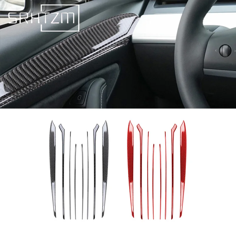 

Car Door Strip Car Sticker Carbon Fiber Interior For Tesla Model Y 2020+ Model 3 2017-2022 Trim Accessories