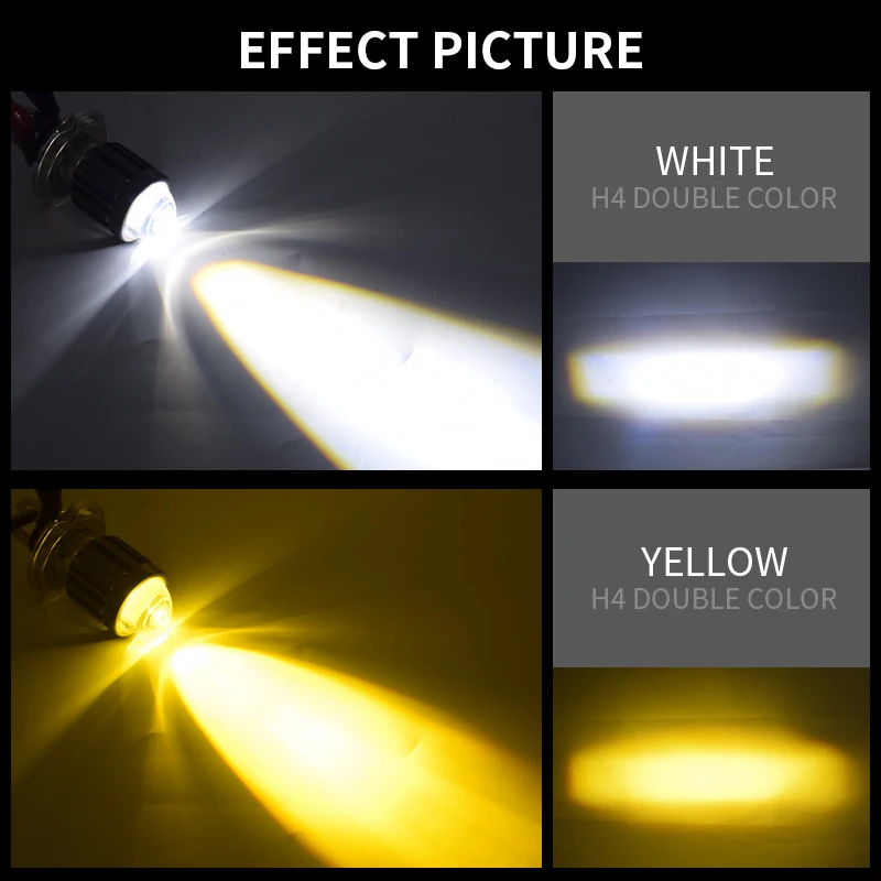 H4 LED H6 BA20D P15D LED Motorcycle Headlight Bulbs CSP Lens White Yellow Hi Lo Lamp Dual Color Moto Scooter  Accessories 12V