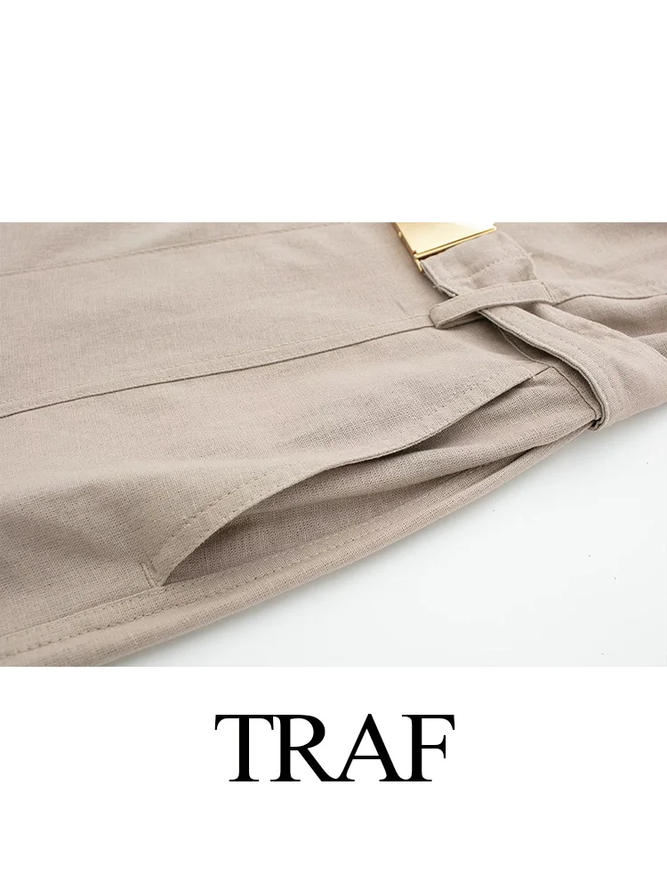 Traf-ベルトポケット付きの女性用単色オーバーオール,ルーズフィット,シックな婦人服,ストリートウェア,夏と秋の衣装,2023