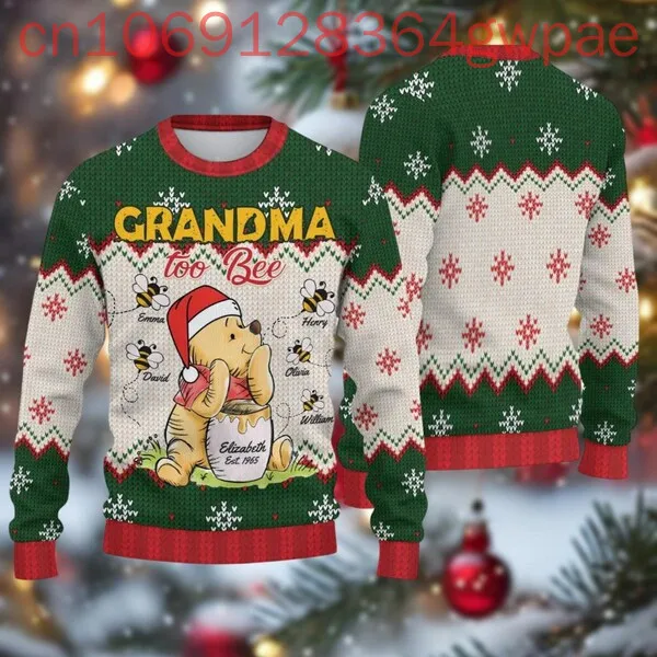 Winnie the Pooh Ugly Christmas Sweater Men's Womens Disney Ugly Christmas Sweater Xmas Gifts Anime Eeyore Ugly Christmas Sweater