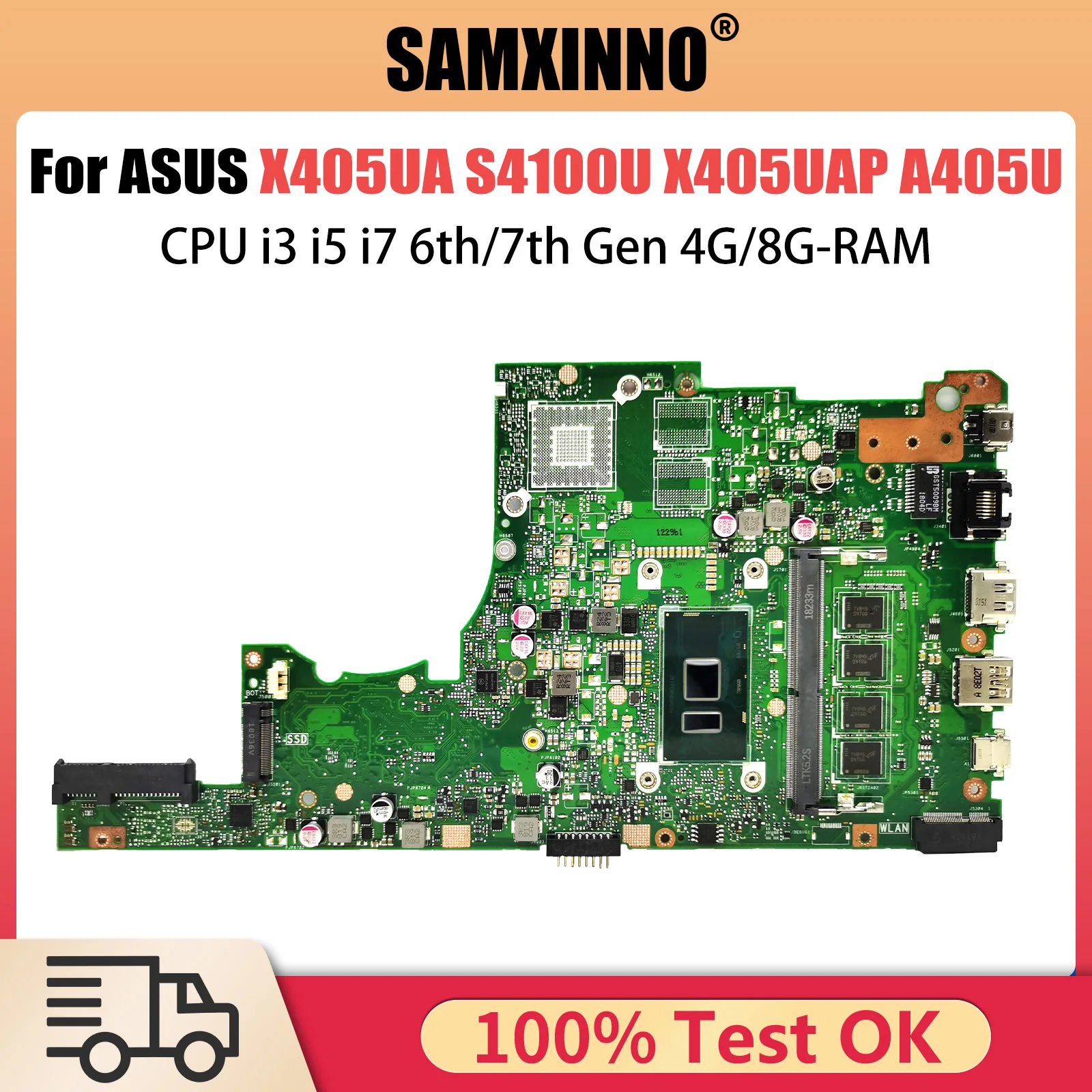 X405UA For Asus S4100U X405UAP X405UR X405UB A405U V405U S405U K405U X405UQ Mainboard CPU i3 i5 i7 6th/7th Gen 4G/8G-RAM