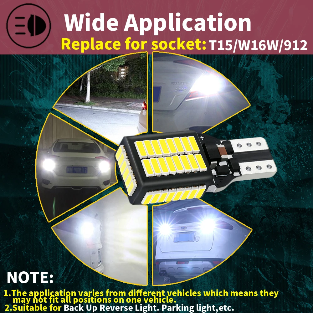 LED 백업 라이트 전구 리버스 램프, W16W T15 921 912 캔버스, VW 투아렉 비틀 CC EOS Routan Scirocco mk3 Sharan Tiguan용, 2 개