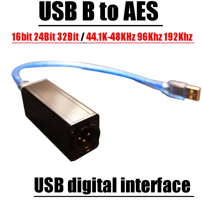 USB B To AES Digital Output USB Digital Interface 16 / 24 / 32Bit 44.1K-48KHz 96Khz 192Khz Stage Audio Mixer Win10 Mac Android