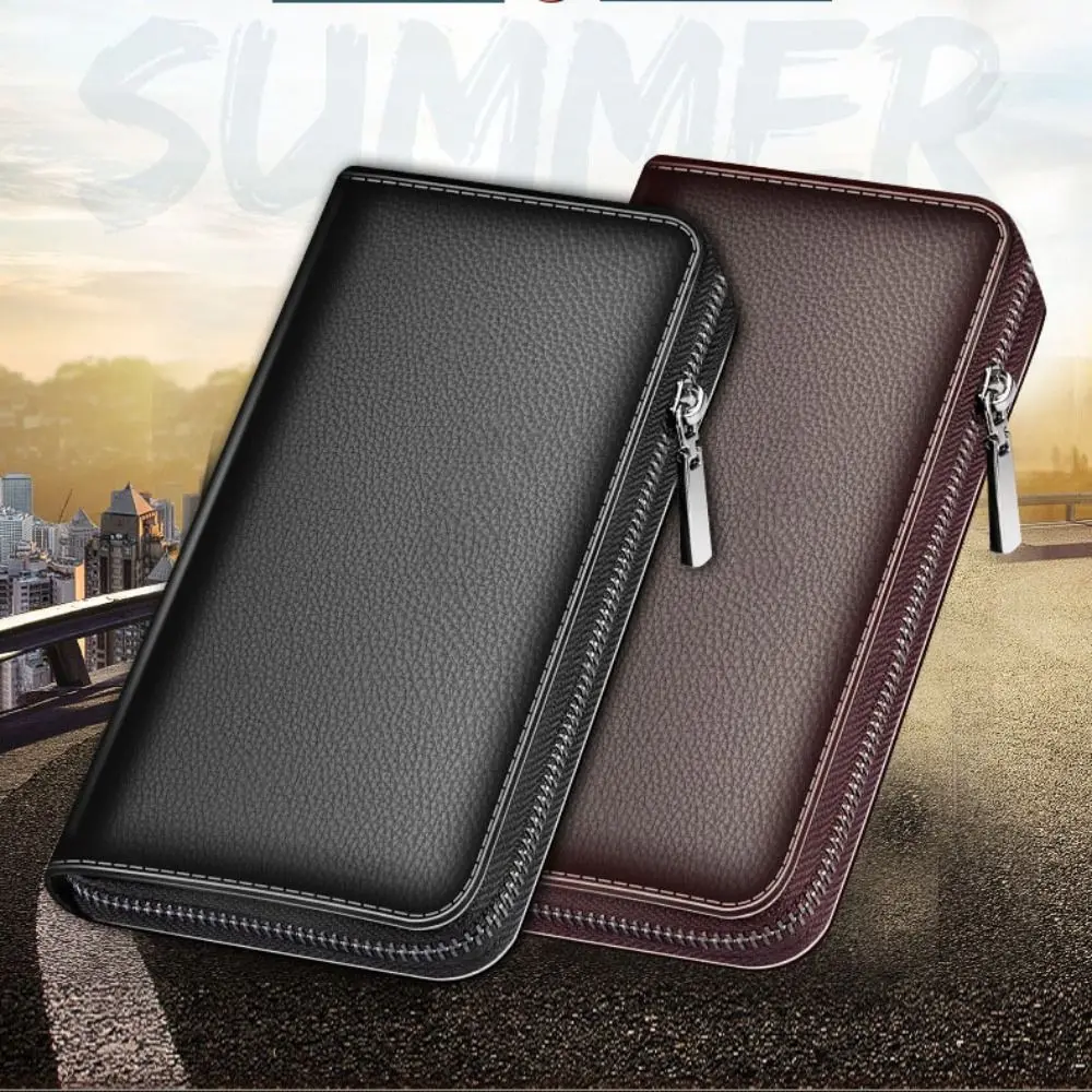 Fashion Zipper Long Wallet Luxury Mens Large Capacity Retro PU Leather Card Bag Multi-Card Coin Purse Men Wallet