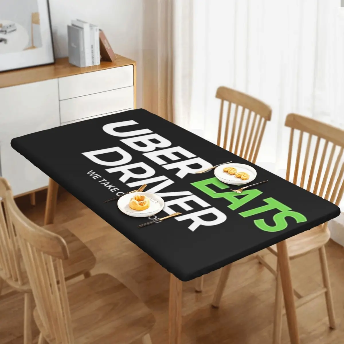 Uber Eats Driver Logo Food Delivery Driver Custom Rectangular Tablecloth Oilproof Table Cover for Dining Events Table Cloth