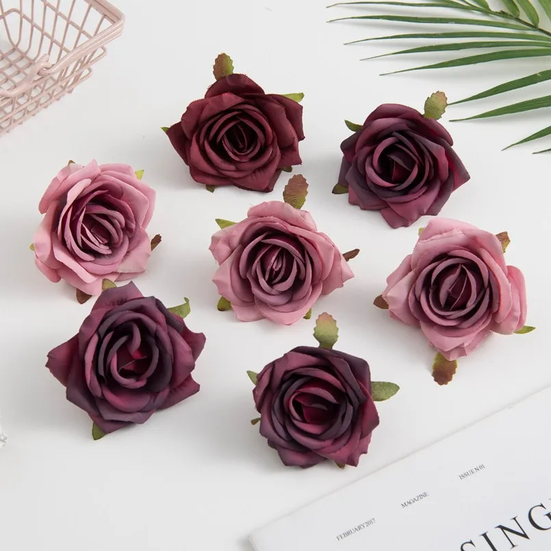 50/100 Stück Künstliche Blumen Günstige Kränze Hochzeit Festival Wohnzimmer Wanddekoration Requisiten Scrapbook-Zubehör Seidenrosen – Detail 5