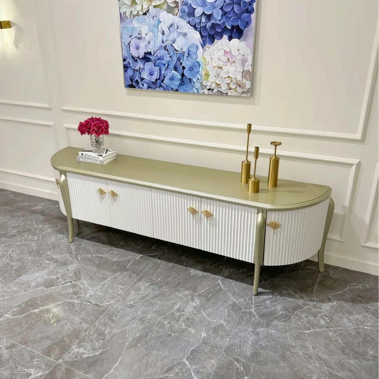 American light luxury TV against the wall side cabinet household living room locker high-end villa