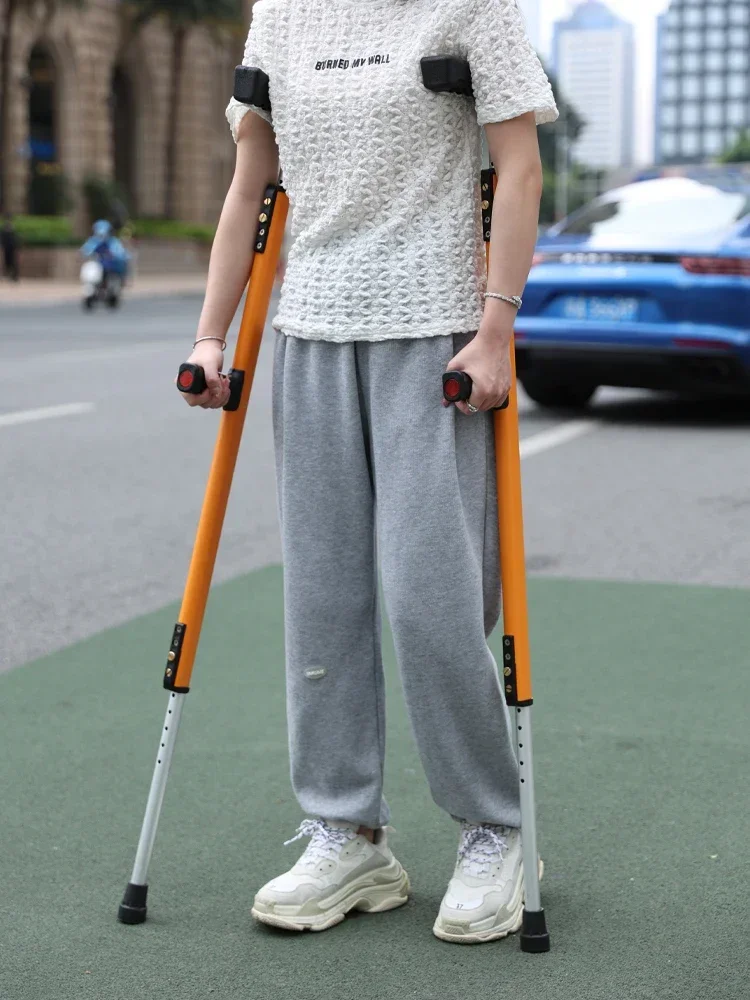 Thickened Walking Stick Aluminum Axillary Crutches for Bone Fracture Support Non-Slip Double Crutch Walker