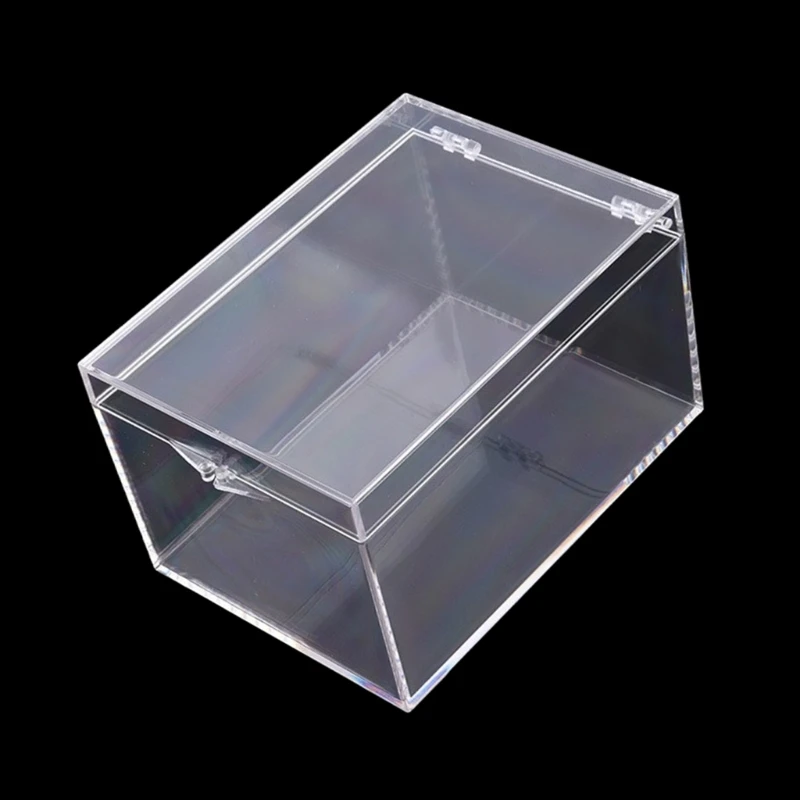 Caja almacenamiento acrílico transparente, estuche resistente polvo y a humedad para manualidades y almacenamiento