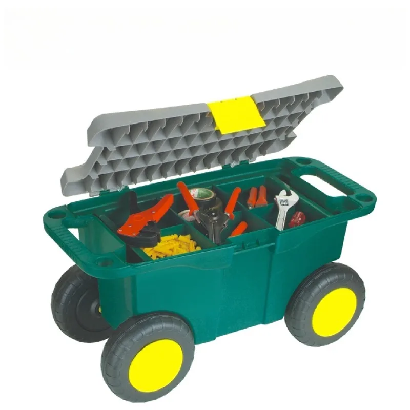 20 Inches Eco-friendly Plastic Portable Hardware Tool Storage Box  Repair Accessory Storage Box with Wheels, Handcart Toolbox