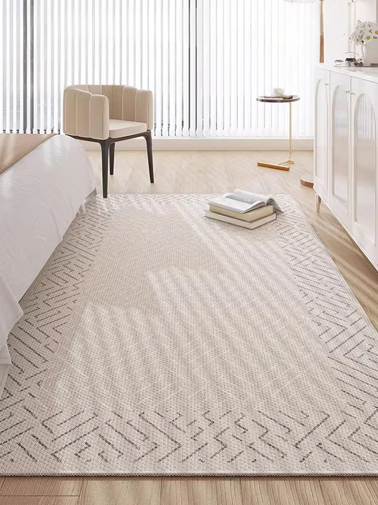 

Cream Striped Plaid Carpet Easy Care Living Room Carpets Comfortable Bedroom Bedside Creative Rug Cloakroom Artistic Rugs السجاد