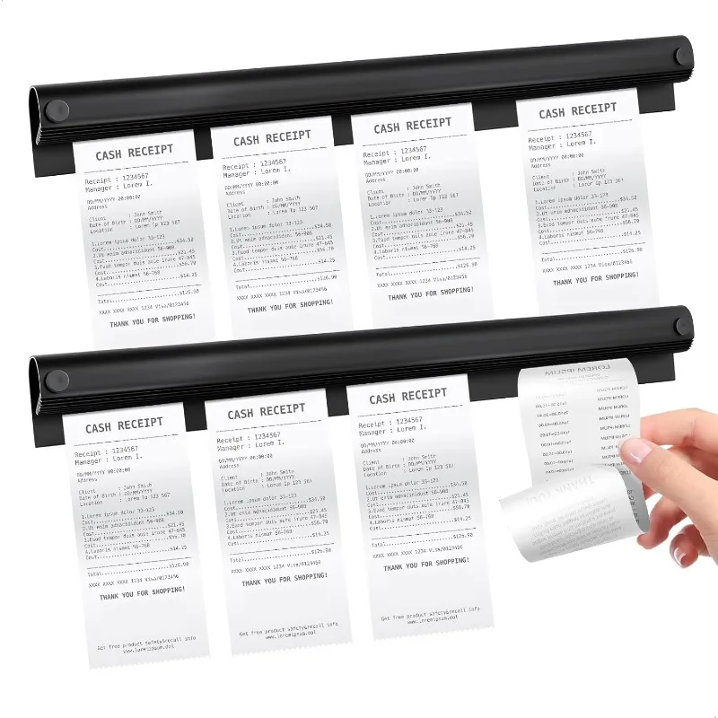 Aluminum Order Rack 30cm Receipt Holder Restaurant Ticket Holder Silvery Kitchen Slide Check Rack for Office Cafes Pubs