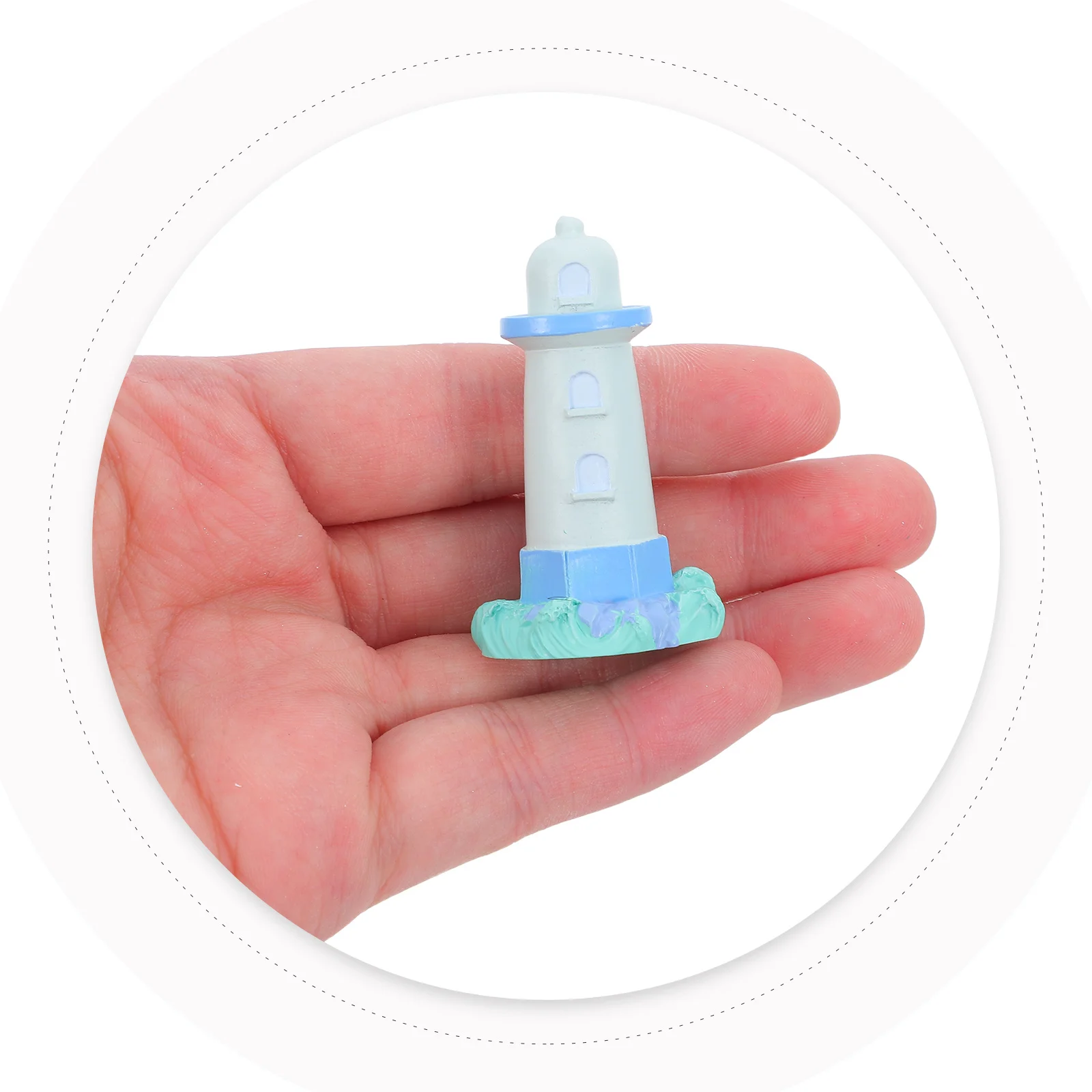 

4Pcs Lighthouse Statue Decor Mediterranean Design Resin Miniatures for Miniature Garden Shadow Box Display Coastal Home Theme