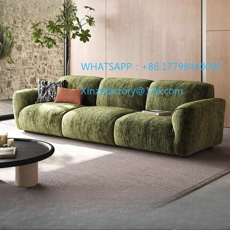 Sofá personalizable, sofá grande retro francés, fila recta, sala de estar, pequeño apartamento, sofá de tela de chenilla para tres personas